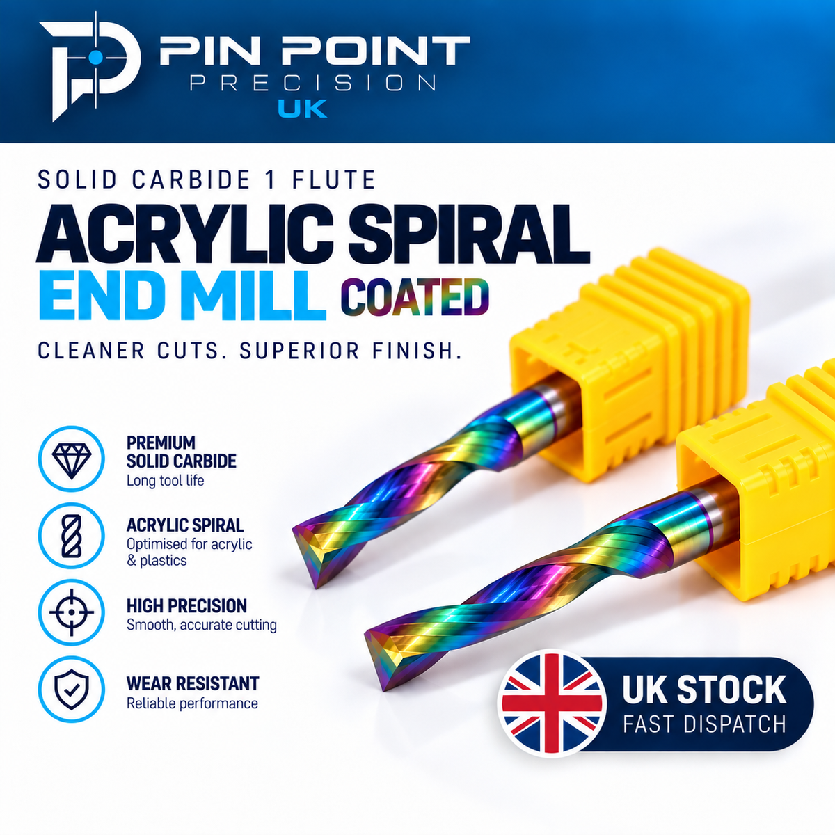 PPP Single Flute Router Bit for Cuting Plastics (Coated)
